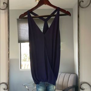 Pure Navy drape front racer back tank top